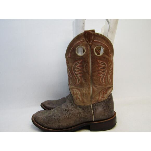 Justin Bent Rail Mens Size 10 D Brown Leather Buckaroo Cowboy Western Boots